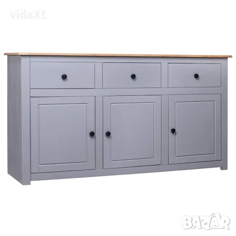 vidaXL Сайдборд, сив, 135x40x80 см, бор масив, стил Панама, снимка 1 - Бюфети - 56146512