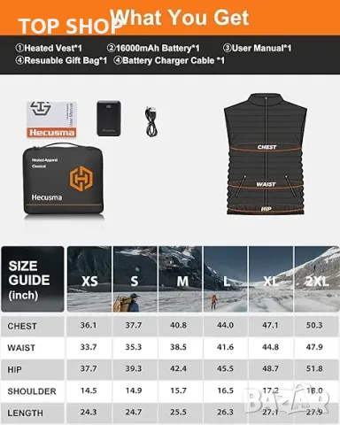 Жилетка с подгряване Hecusma Fleece за жени, батерия 16000mAh 7.4V - М, снимка 4 - Жилетки - 49965395