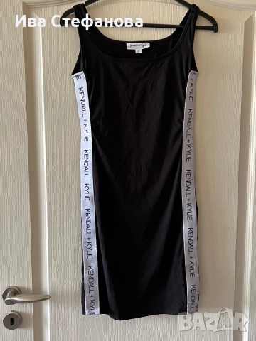 KENDALL + KYLIE памук памучна черна къса еластична трико  спортна елегантна ежедневна  рокля , снимка 2 - Рокли - 51672480