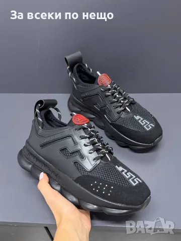 Versace Мъжки Черни Маратонки👟Мъжки Спортни Обувки В Черен Цвят Версаче Код E90, снимка 2 - Маратонки - 55795266