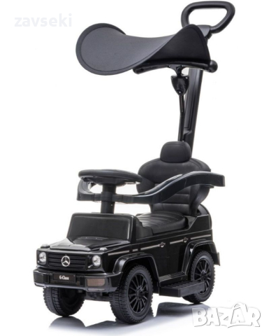Кола за яздене с дръжка - Mercedes G350d, черна, снимка 10 - Детски велосипеди, триколки и коли - 44792589