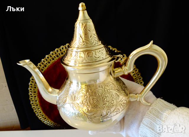 Антикварен бронзов чайник,релеф,орнаменти, снимка 6 - Антикварни и старинни предмети - 36251763