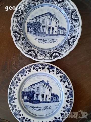 две холандски декоративни чинии Delft с еднакъв мотив   11/2
