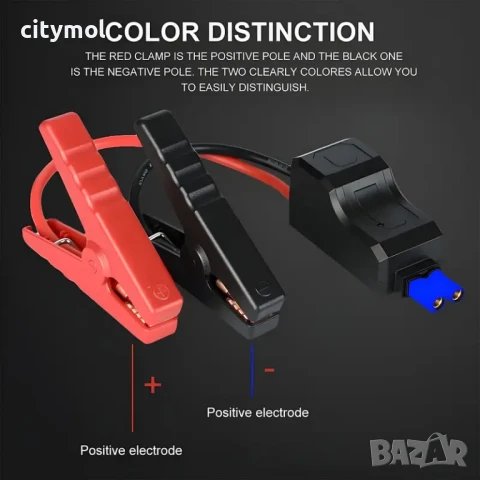 Интелигентни кабели за стартова батерия/JUMPER, EC5 конектор, щипки тип крокодил, 32 см, снимка 4 - Аксесоари и консумативи - 50557987
