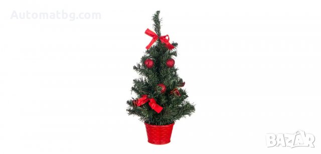Коледна декоративна елха саксия Червени топки Подаръци 20 Led - 50см, Automat