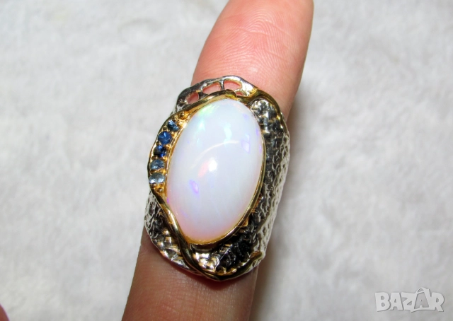 925 Сребърен пръстен етиопски опал 13 карата, снимка 6 - Пръстени - 51700689