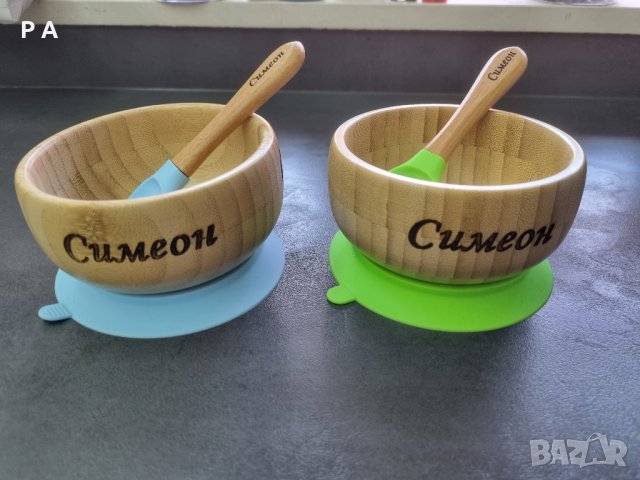 Бамбукови съдове с гравирано име, снимка 5 - Прибори, съдове, шишета и биберони - 41394806