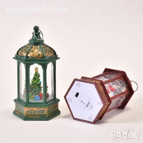 Коледен светещ фенер с въртящ се снежен ефект – уют и коледна магия, снимка 4 - Коледни подаръци - 56216666