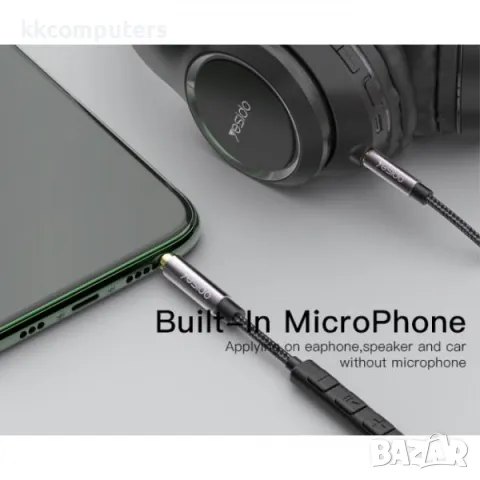 Аудио кабел Yesido YAU30 с бутони за звук / 3.5mm - 3.5mm / Черен / Баркод : 2403484, снимка 2 - Резервни части за телефони - 47580306