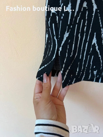 Esprit Рокля с еластична материя в черен и бял цвят десена е зебров принт М размер 🖤🤍🖤🤍🖤🤍🖤, снимка 4 - Рокли - 53787213