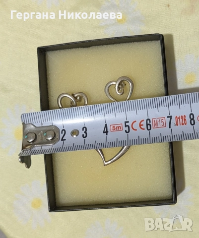 Комплект сребърни обеци и висулка сърце, снимка 5 - Обеци - 52424821