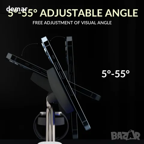 Aitek Безжично Зареждане с Нощна Лампа, Силен Магнитен Стенд, снимка 2 - Безжични зарядни - 49796989