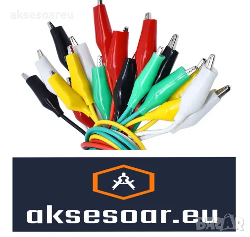 1 комплект 10 бр. електрически проводници със двустранни щипки тип крокодил тестови кабели с държачи, снимка 2 - Друга електроника - 50233919