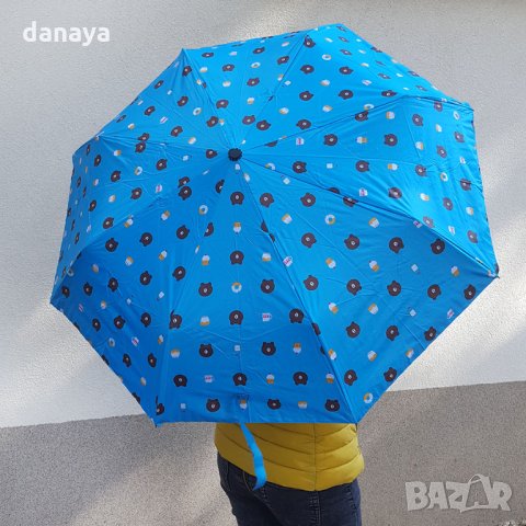 2433 Сгъваем автоматичен чадър на мечета с UV защита, снимка 2 - Други - 34235527