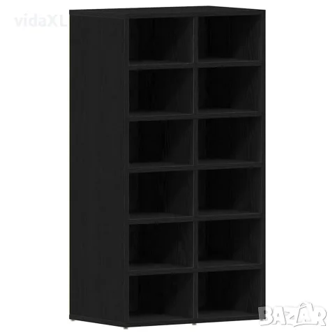vidaXL Етажерка за обувки, черна дъб, 54x34x100,5 см, инженерно дърво