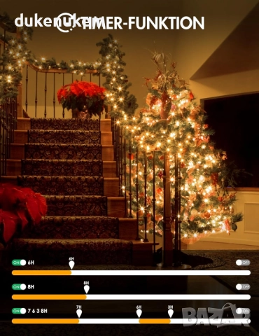 100м LED гирляндa с 1000 лампички, топло бяло, 8 режима, дистанционно, таймер, IP65, снимка 4 - Външни лампи - 52721968