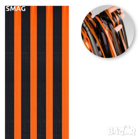 Завеса с ресни Halloween / Хелоуин, черно-оранжева, 100x200 см_1240363