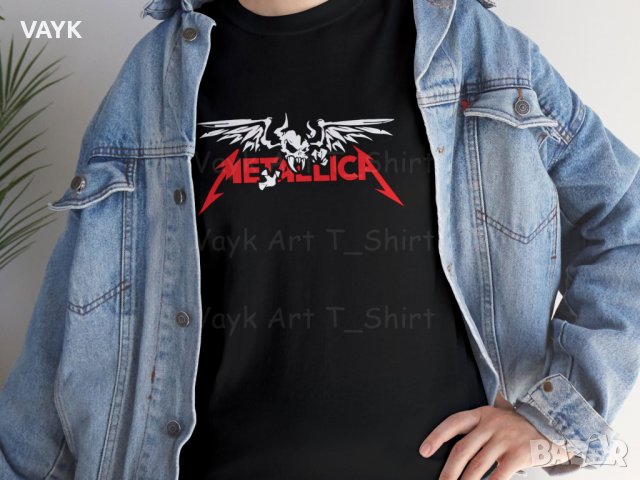 Тениска с декоративен печат - Metallica Skulled, снимка 4 - Тениски - 44215399