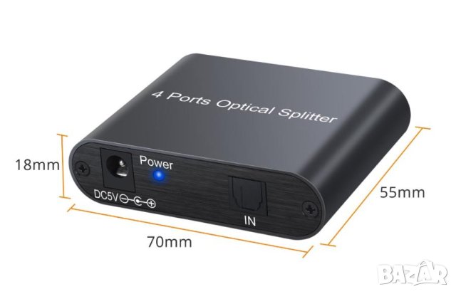 1X4 SPDIF TOSLINK Оптичен Сплитер за Цифрово Оптично Аудио 1х Вход 4х Изхода LPCM 2.0 DTS Dolby-AC3, снимка 7 - Ресийвъри, усилватели, смесителни пултове - 41469933