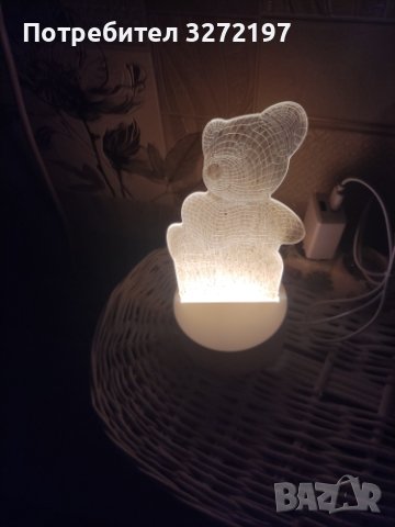 Холограмна 3D LED лампа Мече ,USB, снимка 7 - Настолни лампи - 41714279