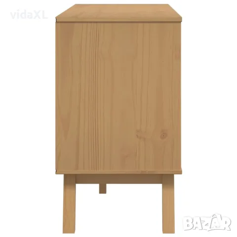 vidaXL Сайдборд OLDEN, бяло и кафяво, 114x43x73,5 см, бор масив, снимка 9 - Бюфети - 56147288