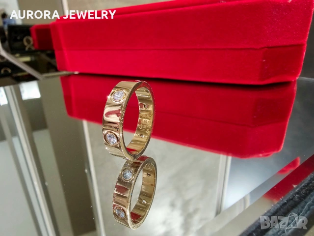 CARTIER Love Rose Gold 6 Diamonds Classic Model Пръстен, снимка 2 - Пръстени - 53238886