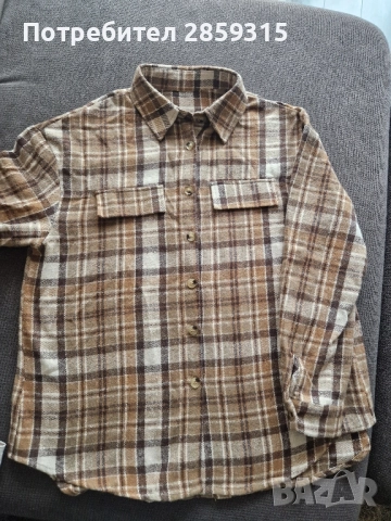 Дамска риза на каре в кафяв цвят - размер M, снимка 5 - Ризи - 52548552