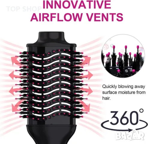 Lanboo 3 в 1  Четка сешоар с регулируема температура за оформяне на прическа, снимка 4 - Сешоари - 49566521