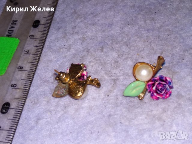 ПРЕКРАСНИ ФЛОРАЛНИ ПОЗЛАТЕНИ ПЕРЛЕНИ ЕМАЙЛИРАНИ АРТ НУВО ОБЕЦИ - РОЗИ от БЛАГОРОДНА СТОМАНА 10867, снимка 5 - Обеци - 41483960