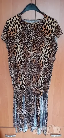 Рокля с ресни леопардов принт, снимка 2 - Рокли - 50427361