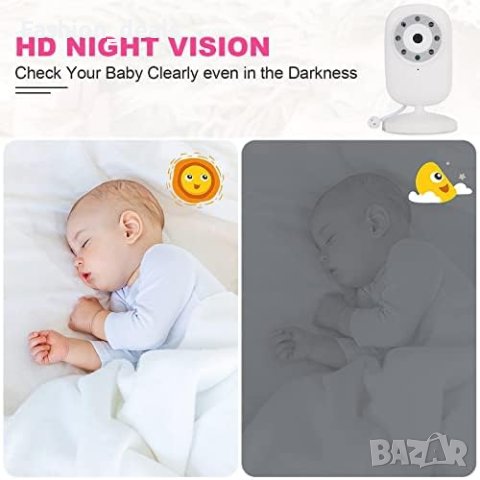 Ново Бебешки монитор с камера и аудио 3.5 HD екран/Нощно виждане/Бебе , снимка 5 - Друга електроника - 41327719