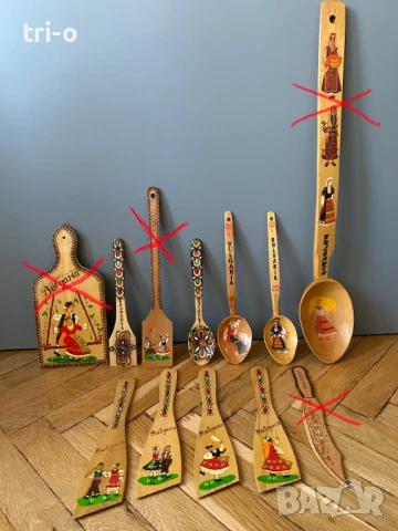 Дървени битови декорации лъжици, бъркалки, нож и кухненска дъска, снимка 2 - Други - 48974315