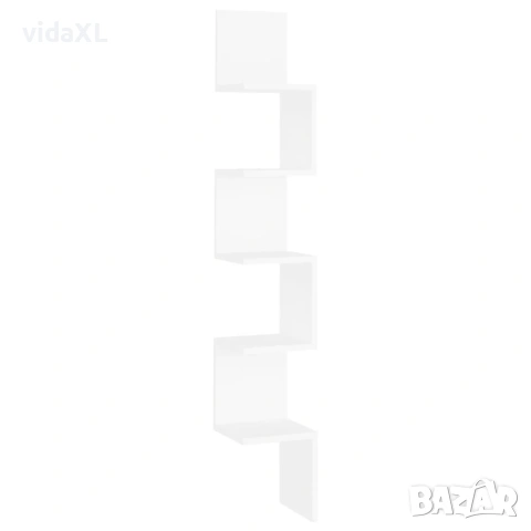 vidaXL Стенен ъглов рафт, бял, 20x20x127,5 см(SKU:807277)