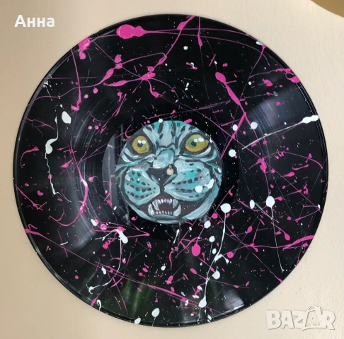 Ръчно рисувана грамофонна плоча, снимка 4 - Декорация за дома - 53685986