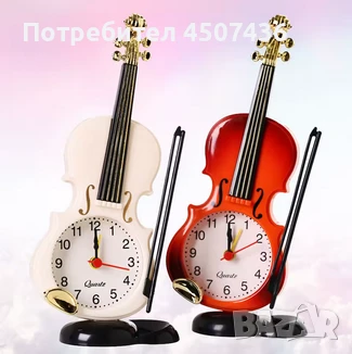 Винтидж Часовник-будилник с цифров дисплей във формата на цигулка