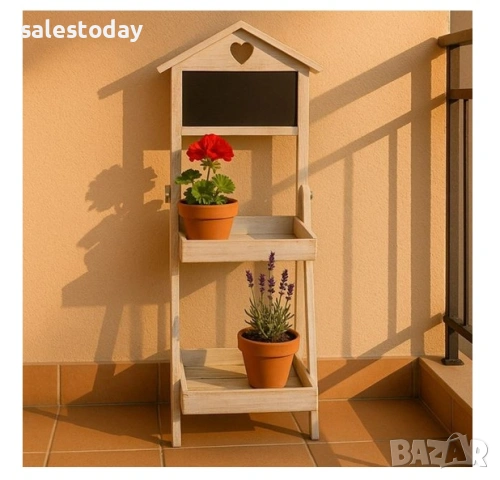 Дървен цветарник- декоративен, стойка за саксии на 80cm