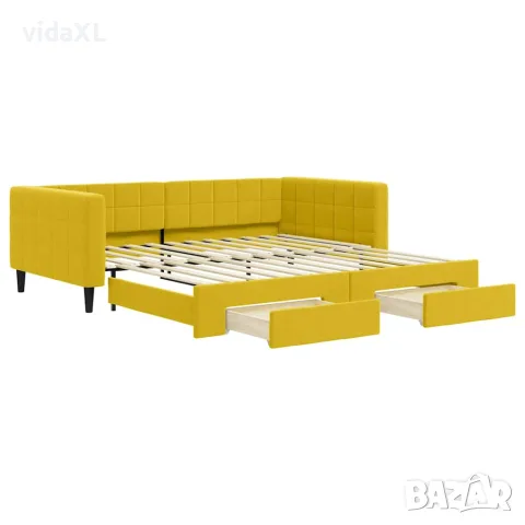 vidaXL Канапе с изтеглящо легло и чекмеджета жълто 100x200 см кадифе