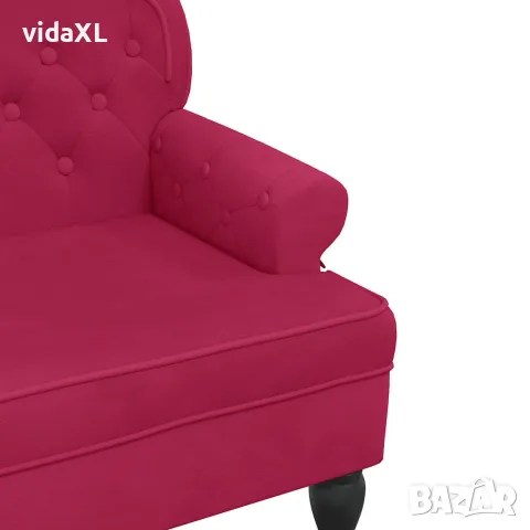 vidaXL Пейка с облегалка, виненочервена, 119,5x64,5x75 см, кадифе, снимка 6 - Дивани и мека мебел - 56147404