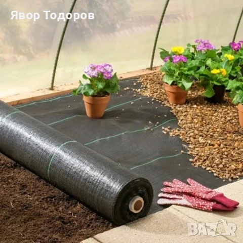 Черен агротекстил против плевели, 90г/м², UV защита, 1.1м х 50м, снимка 9 - Други - 53829310