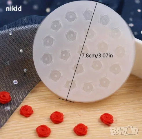 много мини розички ситни рози цветчета цветя силиконов молд форма фондан шоколад декор, снимка 3 - Форми - 49717276