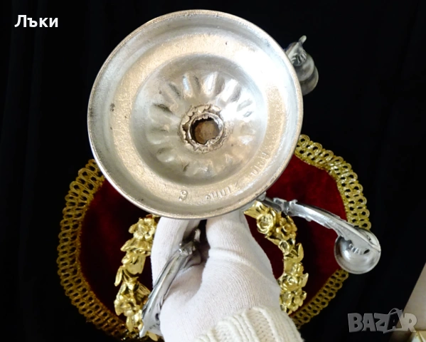 Калаен свещник петица 1 кг.,барок,печат. , снимка 7 - Антикварни и старинни предмети - 53660789