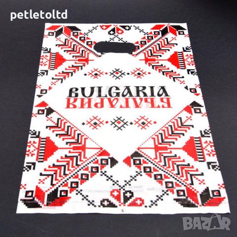 Сувенирна подаръчна торбичка декорирана със стилизирани български шевици - 100 бр, снимка 2 - За пчели - 44388836
