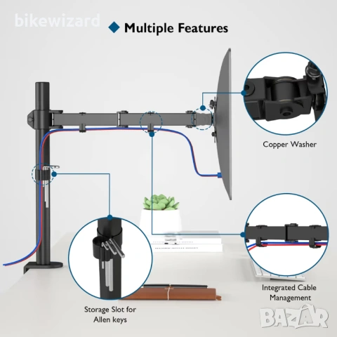Стойка за монитор BONTEC за 13-32 инча и до 10 кг, регулируема – черна НОВА, снимка 3 - Друга електроника - 53263409