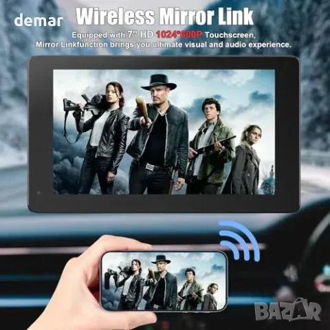 7-инчов безжичен CarPlay/Android Auto екран с GPS и AirPlay, снимка 5 - Аксесоари и консумативи - 55871348