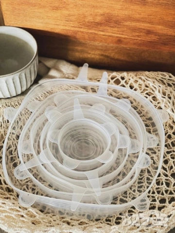 Комплект от 6 броя силиконови капаци за храна