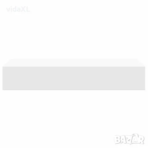vidaXL Стенен рафт с чекмедже, бял, 60x23,5x10 см, МДФ, снимка 6 - Етажерки - 56146928