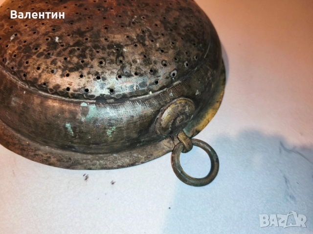 Бакърено сито с дръжка 14, снимка 8 - Антикварни и старинни предмети - 52524636