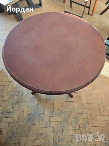 Дървена кръгла трапезна маса от масив, снимка 2 - Маси - 53421870