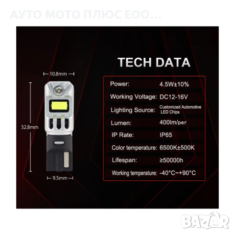 LED Диодни крушки за габарит T10/W5W, Full CANBUS., снимка 4 - Аксесоари и консумативи - 53132802