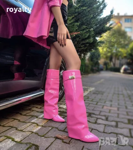 Ботуши на платформа - циклама лак